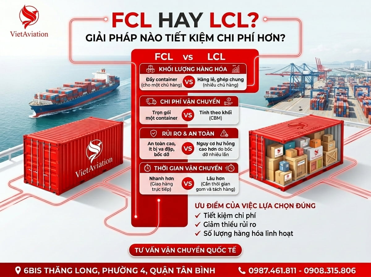 Nên chọn xuất hàng đi nước ngoài bằng đường biển FCL hay LCL?