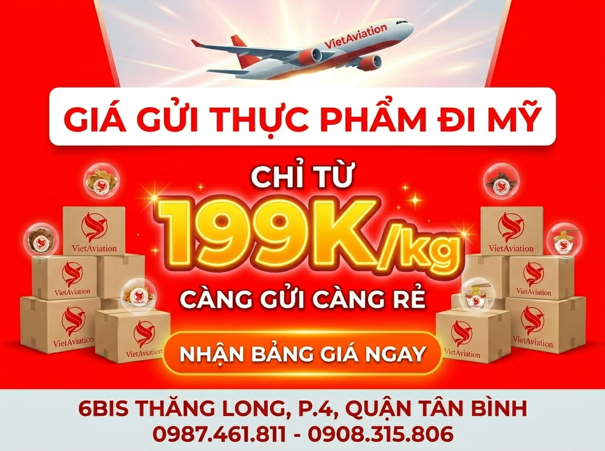 Bảng giá gửi thực phẩm đi Mỹ mới nhất 2026