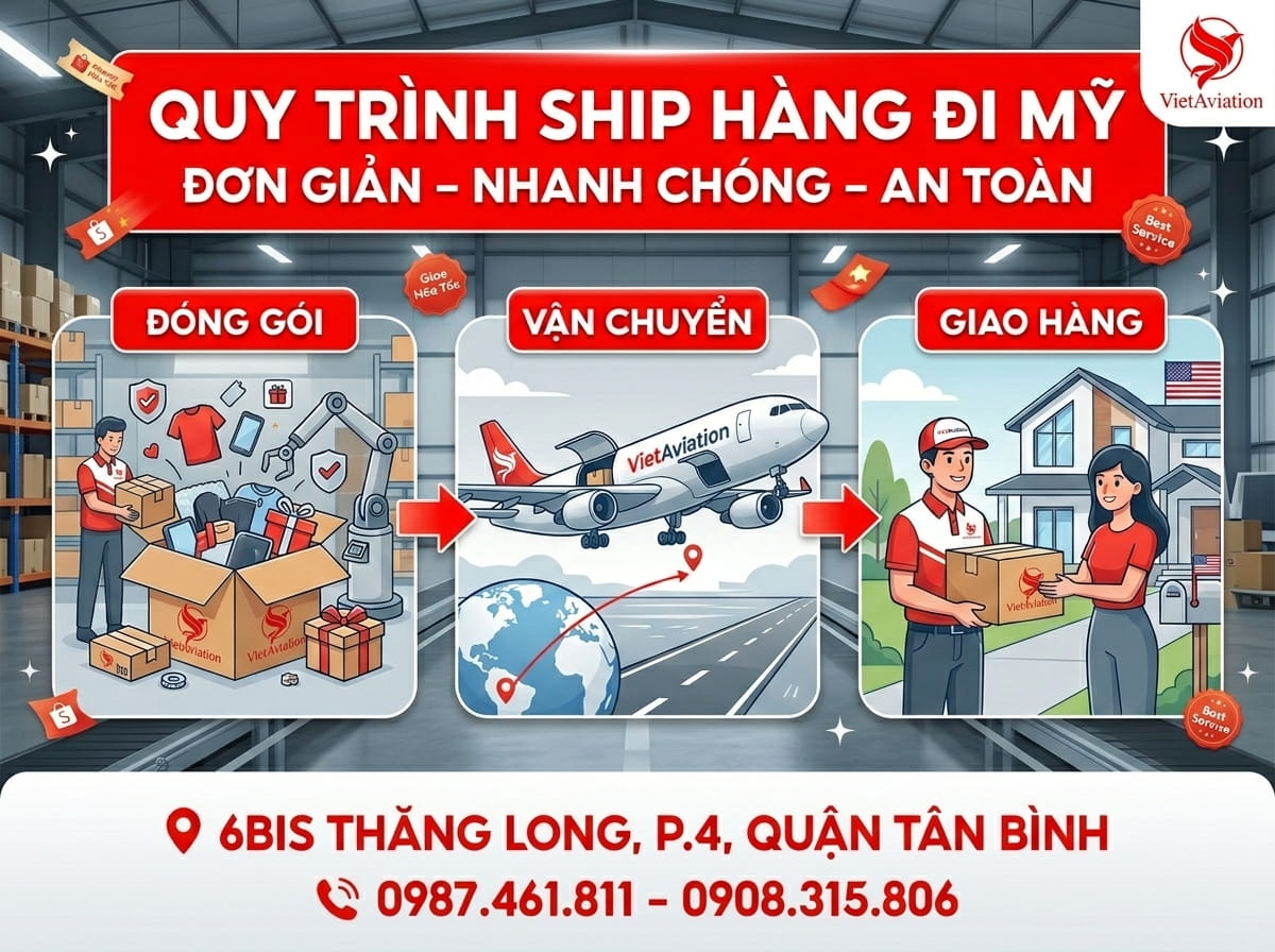 Quy trình ship hàng đi Mỹ giá tốt 2026
