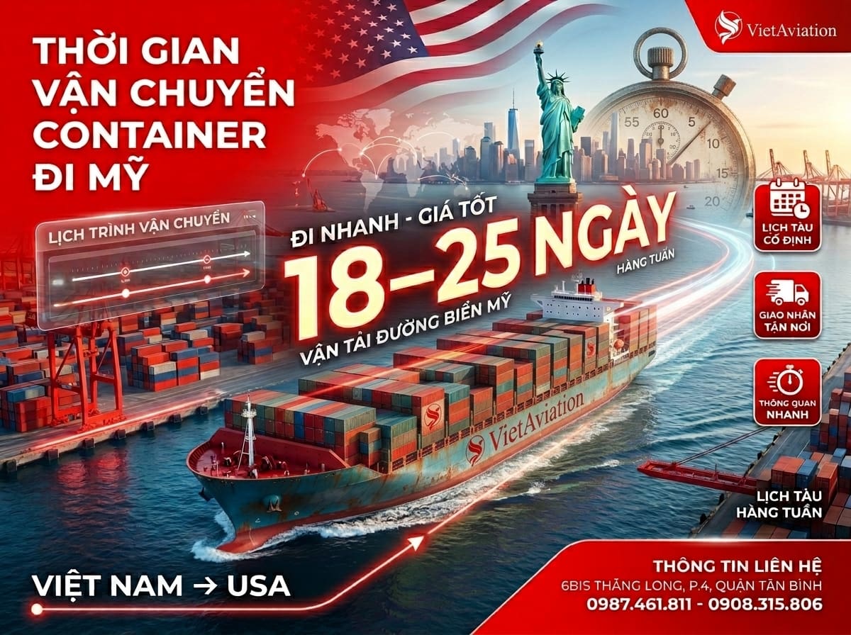 Thời Gian Vận Chuyển Container Từ Việt Nam Sang Mỹ 2026 