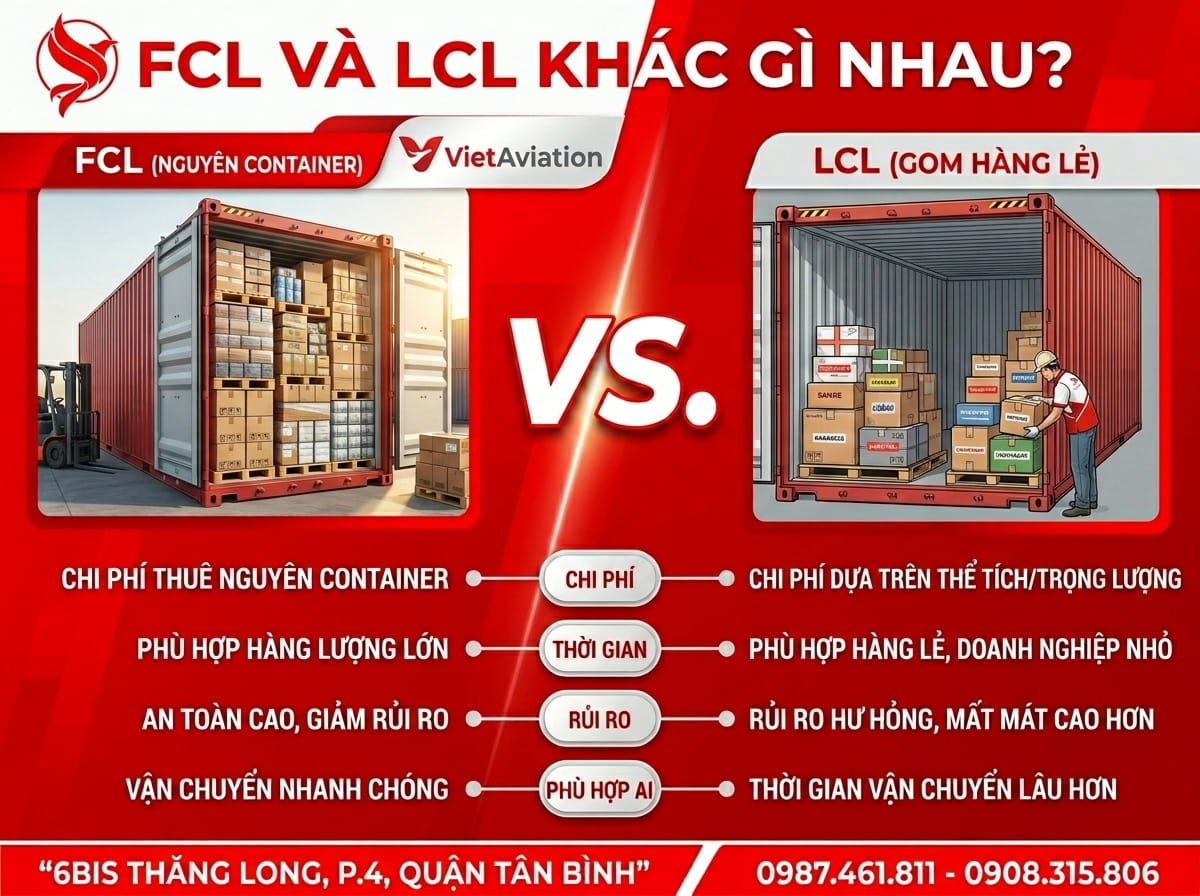 Sự khác biệt giữa FCL và LCL trong vận tải đường biển quốc tế