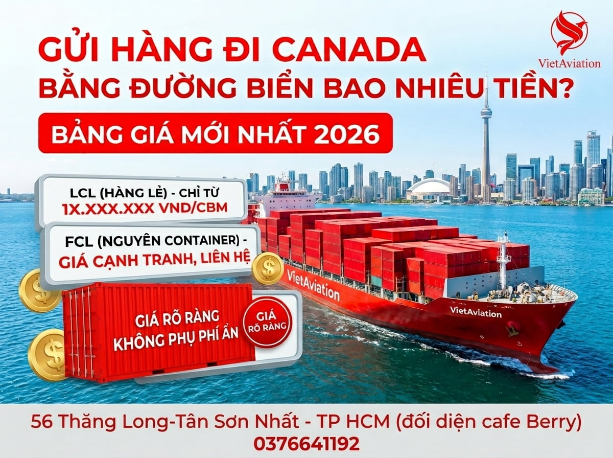 Bảng giá gửi hàng đi canada bằng đường biển