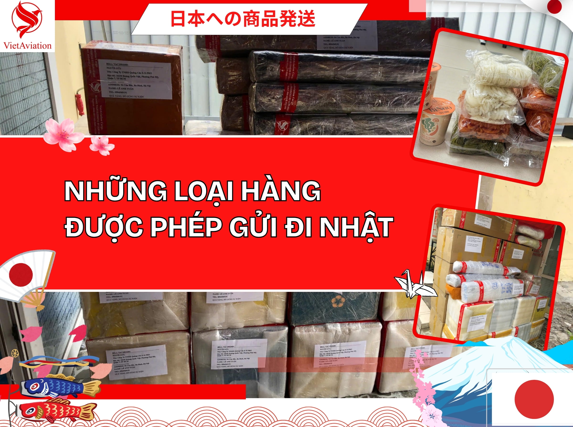 Những loại hàng được gửi sang Nhật