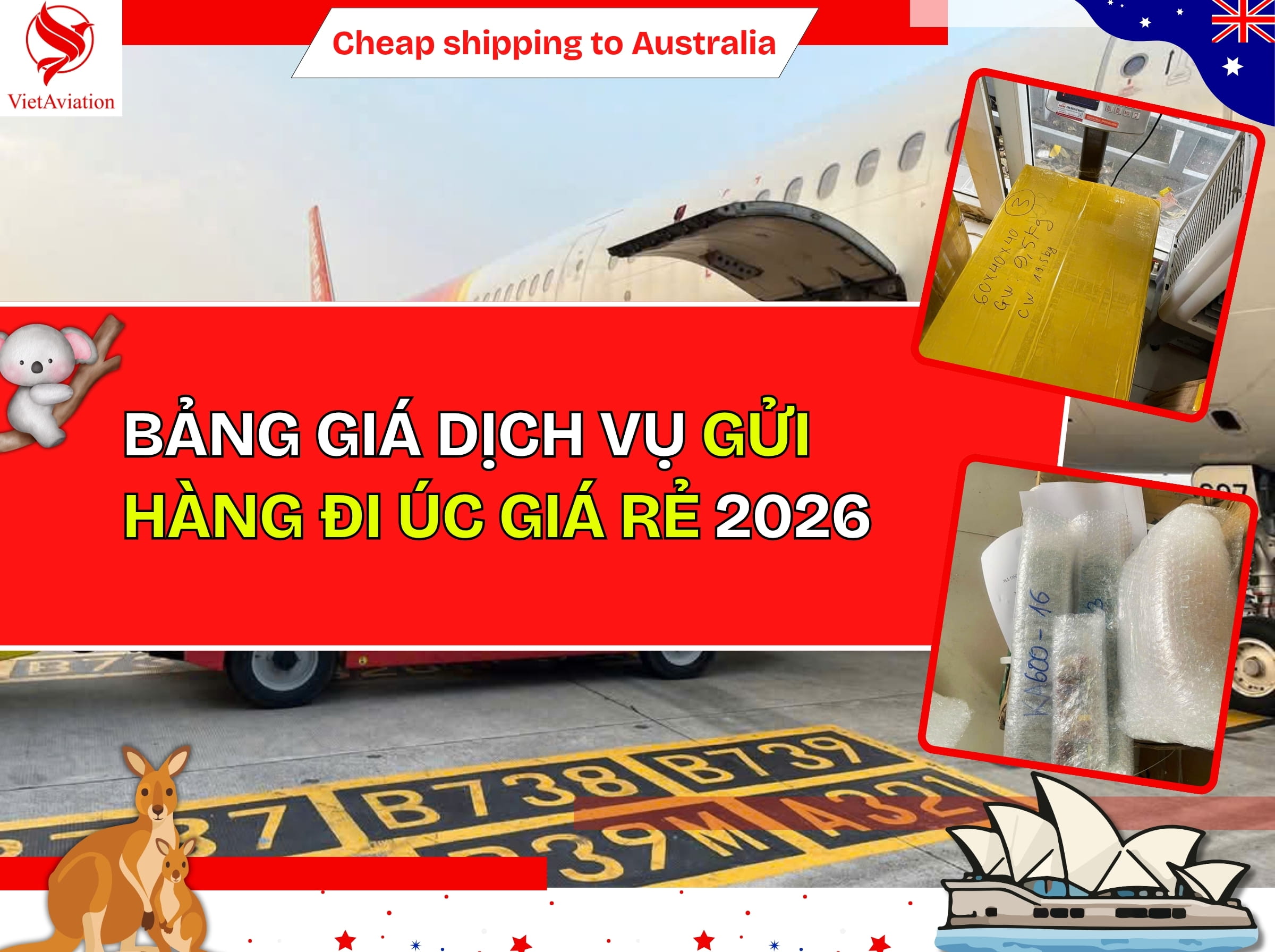 Bảng giá dịch vụ gửi hàng đi Úc mới nhất 2026