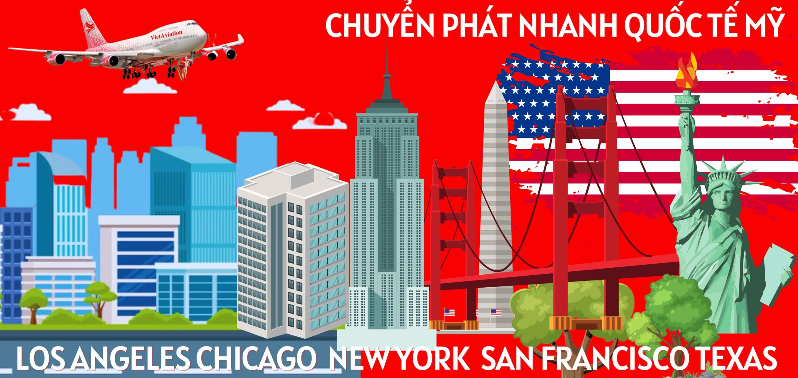 Có thể gửi hàng đi Mỹ tới những bang nào tại VietAviation?