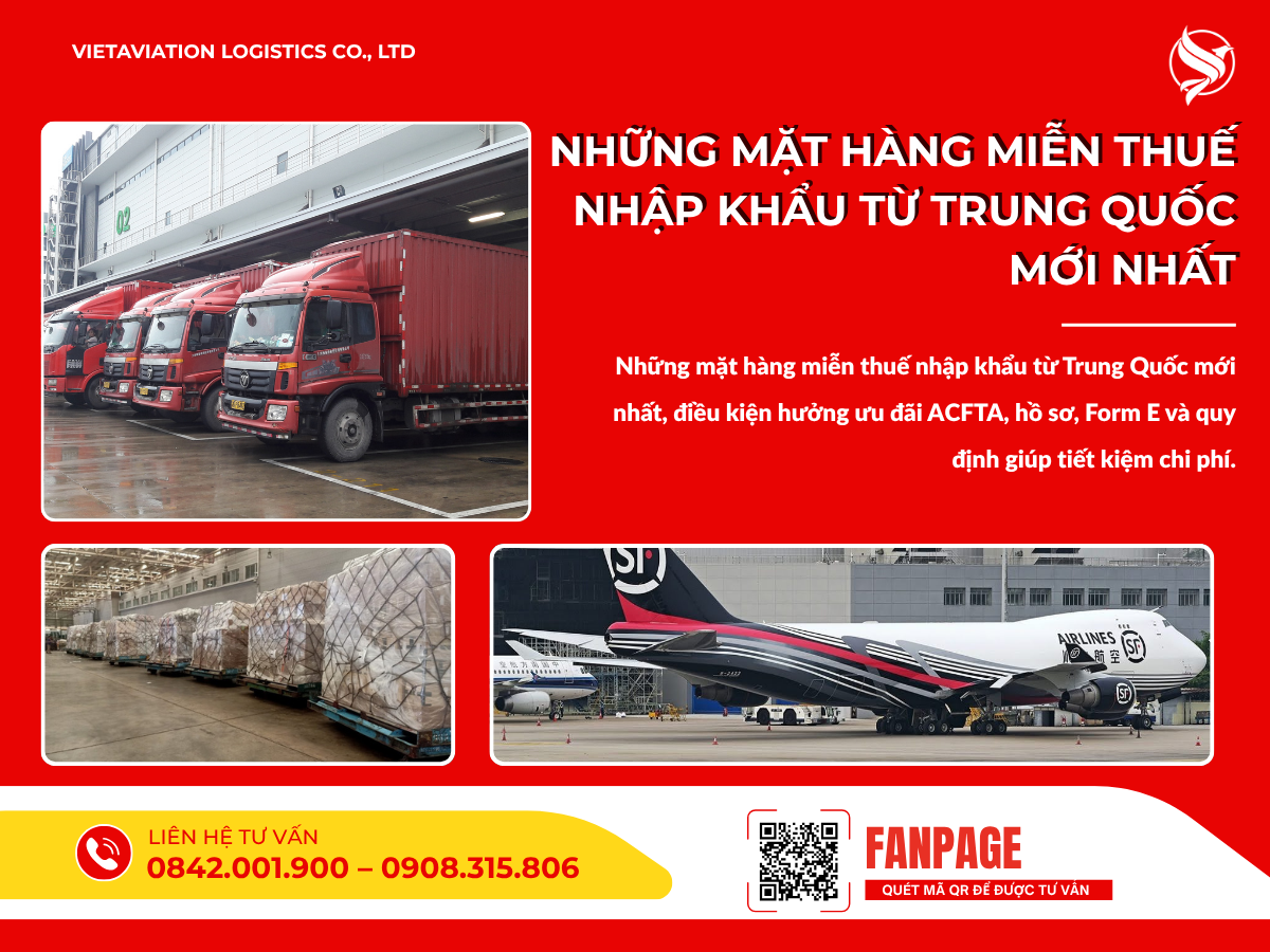 Những mặt hàng miễn thuế nhập khẩu từ Trung Quốc mới nhất