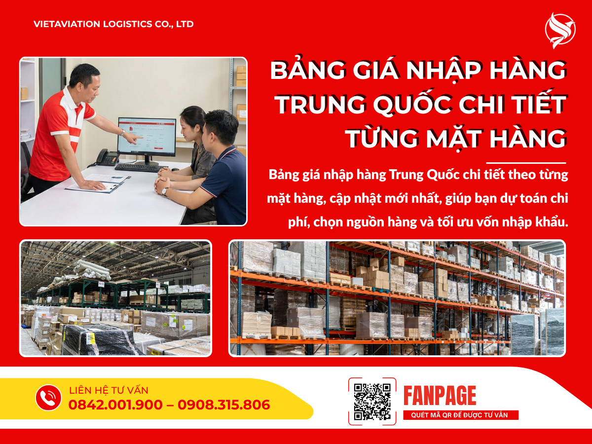 Bảng giá nhập hàng Trung Quốc chi tiết từng mặt hàng