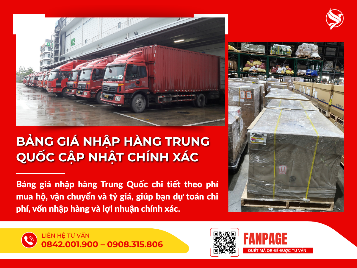 Bảng giá nhập hàng Trung Quốc cập nhật chính xác